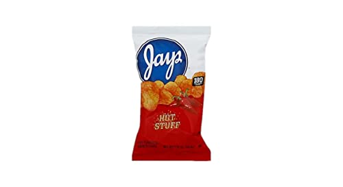 Munchie Box Jay's Hot Stuff Potato Chips an Iconic Chicago Style taste (Pack of ( 6 ) 1.25 Oz Bags)