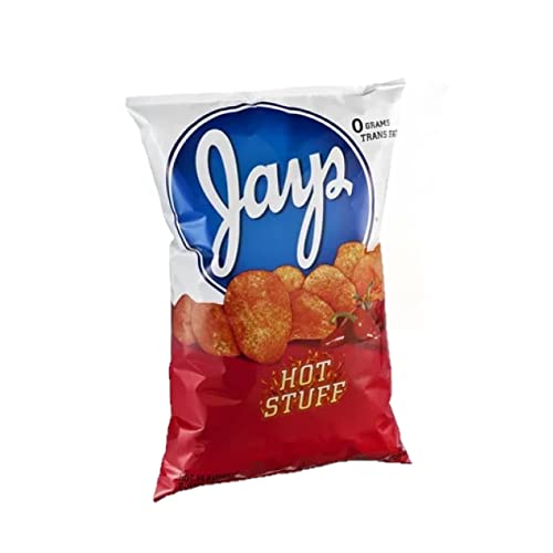 Munchie Box Jay's Hot Stuff Potato Chips an Iconic Chicago Style taste (( 2 ) Big Bags 10.0 Oz), 10 Ounce (Pack of 2)