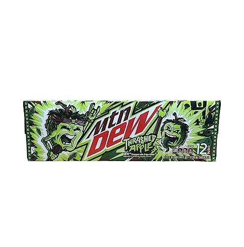 Mtn Dew Trashed Apple Soda - Munchie Box Stash includes Munchie Box Coaster (Pack of (12) 12 Oz Cans)