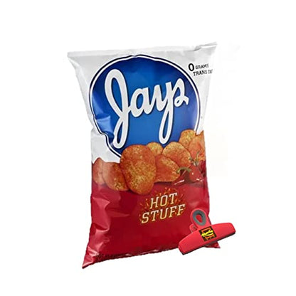 Munchie Box Jay's Hot Stuff Potato Chips an Iconic Chicago Style taste (( 2 ) Big Bags 10.0 Oz), 10 Ounce (Pack of 2)