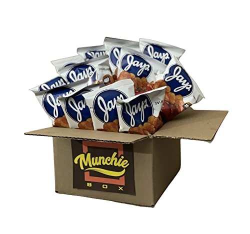 Munchie Box Jay's Hot Stuff Potato Chips an Iconic Chicago Style taste (Pack of ( 12 ) 1.25 Oz Bags)