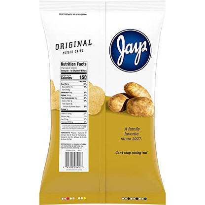 Munchie Box Jay's Original Potato Chips an Iconic Chicago Style Classic flavor thin Cut and Crispy (Big Bag 10.0 Oz)