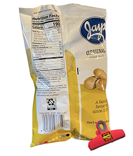 Munchie Box Jay's Original Potato Chips an Iconic Chicago Style Classic flavor thin Cut and Crispy (Pack of ( 6 ) 1.25 Oz Bags)