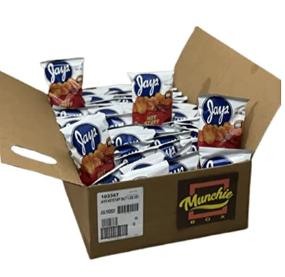 Munchie Box Jay's Hot Stuff Potato Chips an Iconic Chicago Style taste (Pack of ( 56 ) 1.25 Oz Bags)