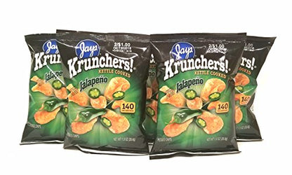 JAY'S KRUNCHERS Jalapeno Potato Chips A Chicago Original 5 Pack 1 oz bags