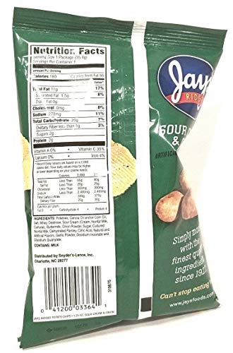 JAY'S Sour Cream & Onion Ridges Potato Chips 5 Pack 1.25 oz bags