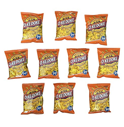 JAY'S O'KE DOKE Popcorn - Munchie Box Bundle Cheese & Hot Cheese .625 oz bags (Pack of ( 10 ) .625 Oz Bags Cheese)