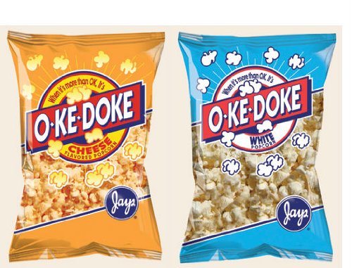 OkeDoke 8 oz. Popcorn Variety 2 Pack - Cheese & White - O-Ke-Doke Jay's Snack Mix - 2 Pack Oke doke - Ok E Doke (Cheese & White)