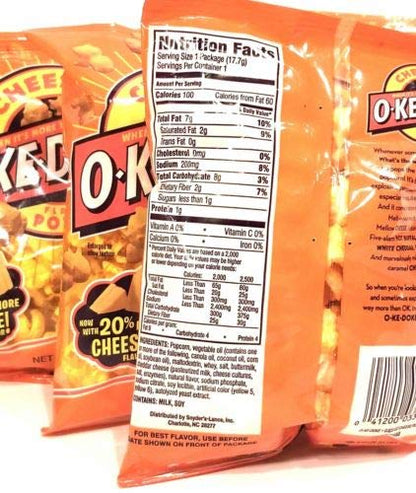 JAY'S O'KE DOKE Cheese Flavored Popcorn A Chicago Original 5 Pack .625 oz bags