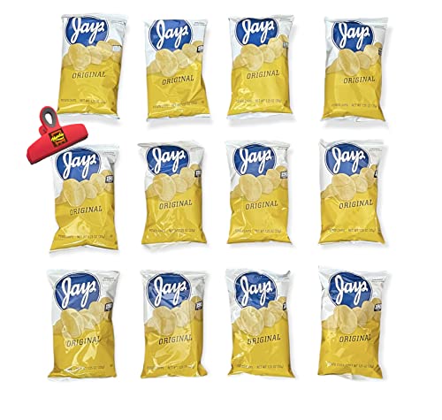 Munchie Box Jay's Original Potato Chips an Iconic Chicago Style Classic flavor thin Cut and Crispy (Pack of ( 12 ) 1.25 Oz Bags)