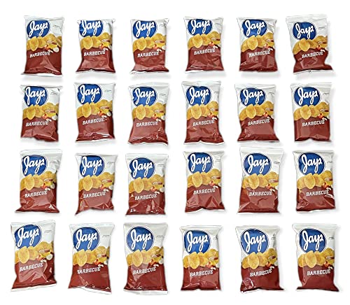 Jay's Barbecue Potato Chips Chicago - Style taste Munchie Box Pack 1.25 Oz Bags (Pack of ( 24 ) 1.25 Oz Bags)