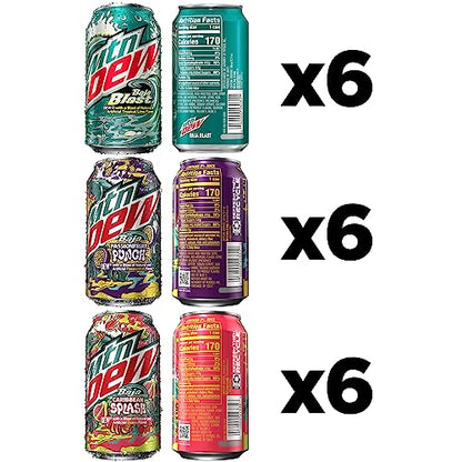 MTN DEW Baja Tropics 3 Flavor Variety Pack, 12oz Cans, (18 Pack), Limited-Time Only