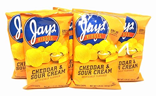 JAY'S Cheddar and Sour Cream Ridges Potato Chips 5 1.25 oz bags