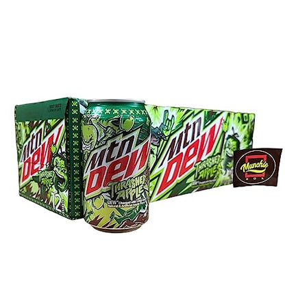 Mtn Dew Trashed Apple Soda - Munchie Box Stash includes Munchie Box Coaster (Pack of (12) 12 Oz Cans)