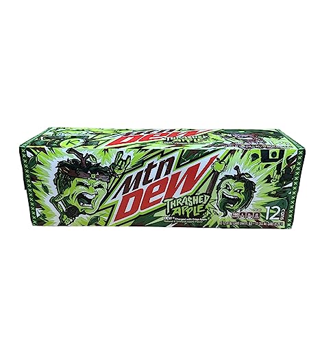 Mtn Dew Trashed Apple Soda - Munchie Box Stash includes Munchie Box Coaster (Pack of (12) 12 Oz Cans)