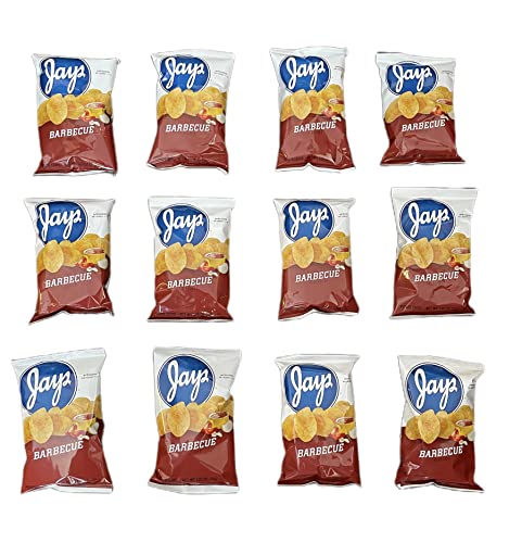 Jay's Barbecue Potato Chips Chicago - Style taste Munchie Box Pack 1.25 Oz Bags (Pack of ( 12 ) 1.25 Oz Bags)