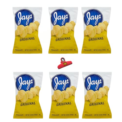 Munchie Box Jay's Original Potato Chips an Iconic Chicago Style Classic flavor thin Cut and Crispy (Pack of ( 6 ) 1.25 Oz Bags)