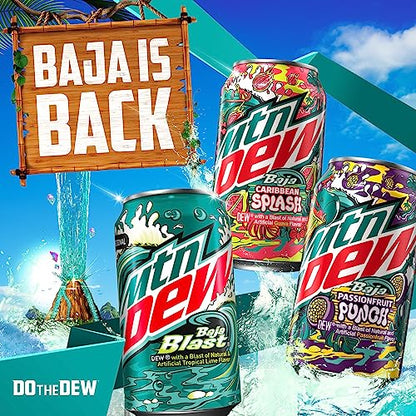 MTN DEW Baja Tropics 3 Flavor Variety Pack, 12oz Cans, (18 Pack), Limited-Time Only