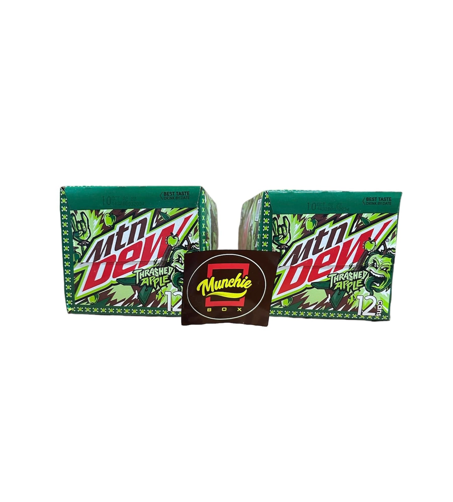 Mtn Dew Trashed Apple Soda - Munchie Box Stash includes Munchie Box Coaster (Pack of (12) 12 Oz Cans)