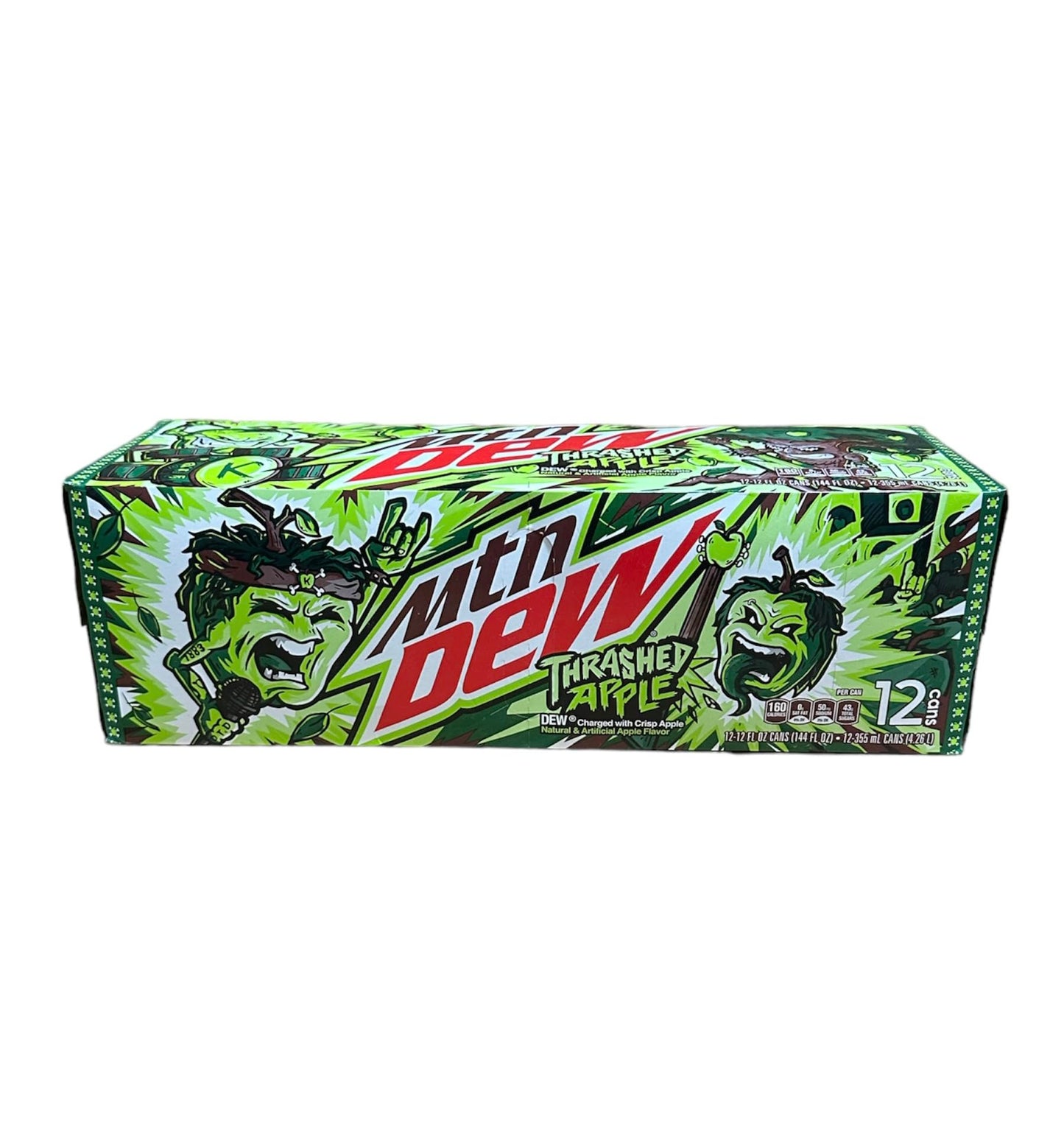 Mtn Dew Trashed Apple Soda - Munchie Box Stash includes Munchie Box Coaster (Pack of (12) 12 Oz Cans)