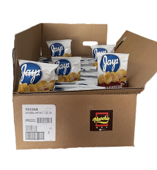 Jay's Barbecue Potato Chips Chicago - Style taste Munchie Box Pack 1.25 Oz Bags (Pack of ( 56 ) 1.25 Oz Bags)