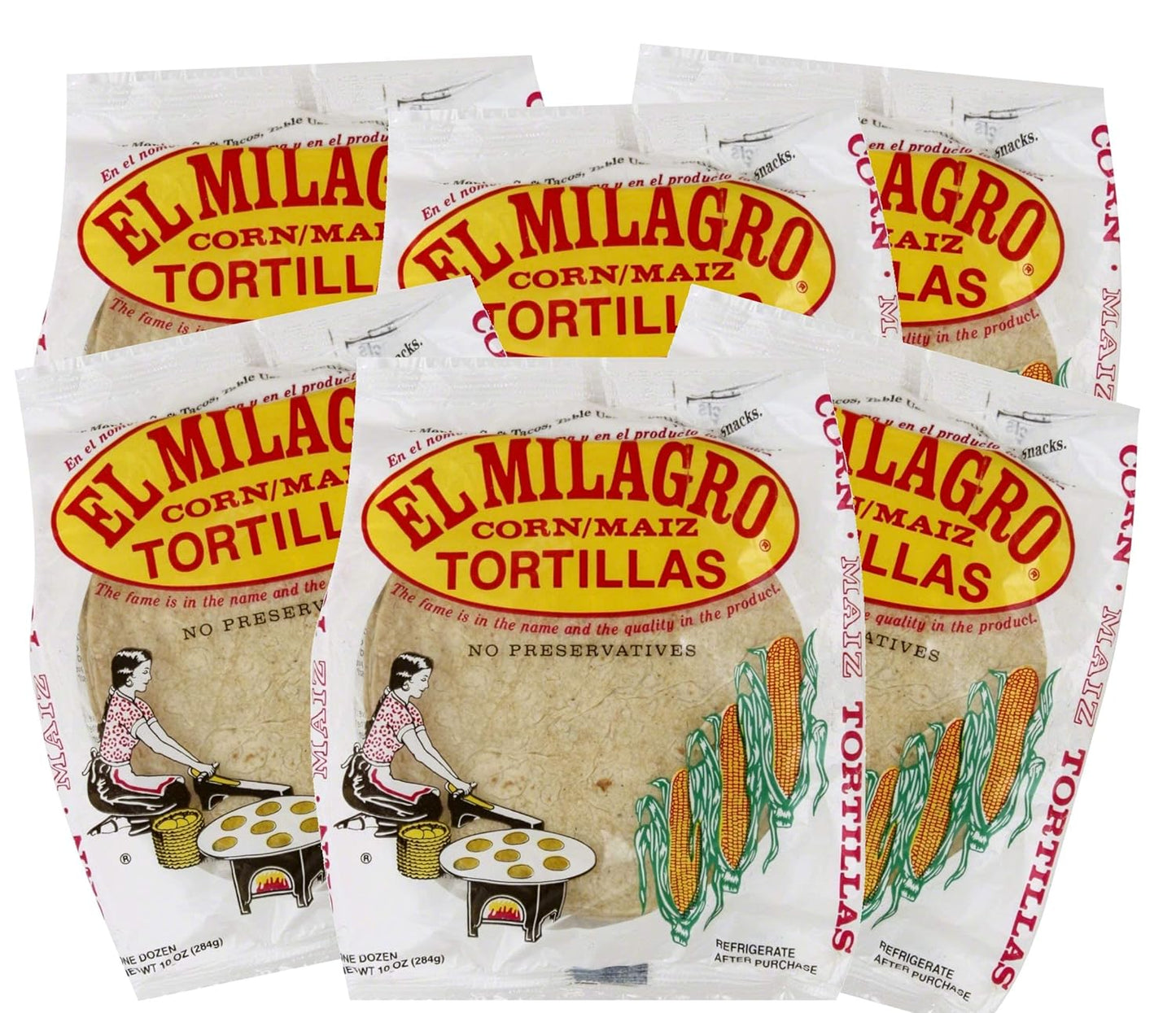 El Milagro Classic Corn Maiz Natural Soft Tortillas for Tacos, Cooking ...